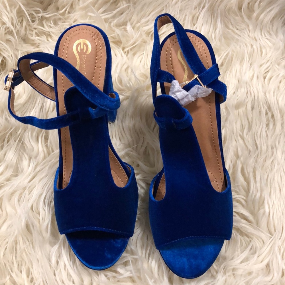 Blue velvet heels - size 10